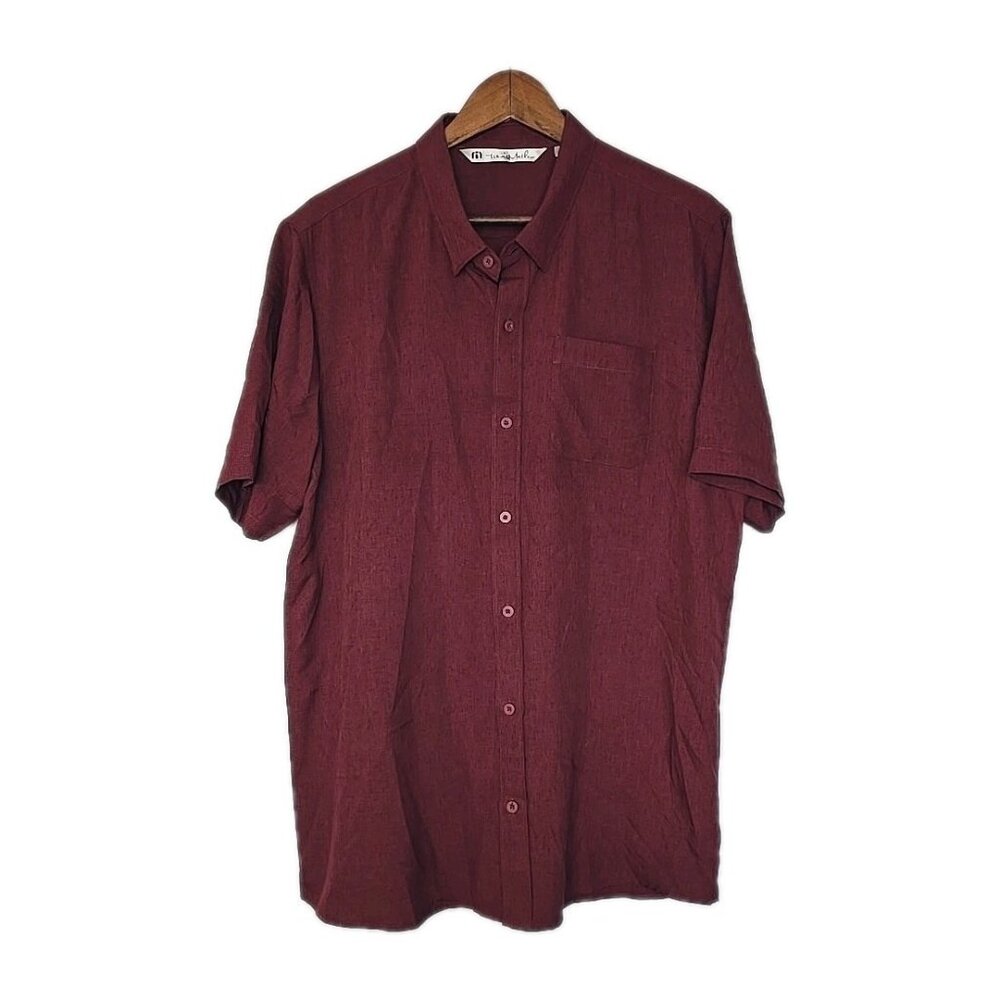 Travis Mathew Short Sleeve Button Up Shirt Mens XL Red